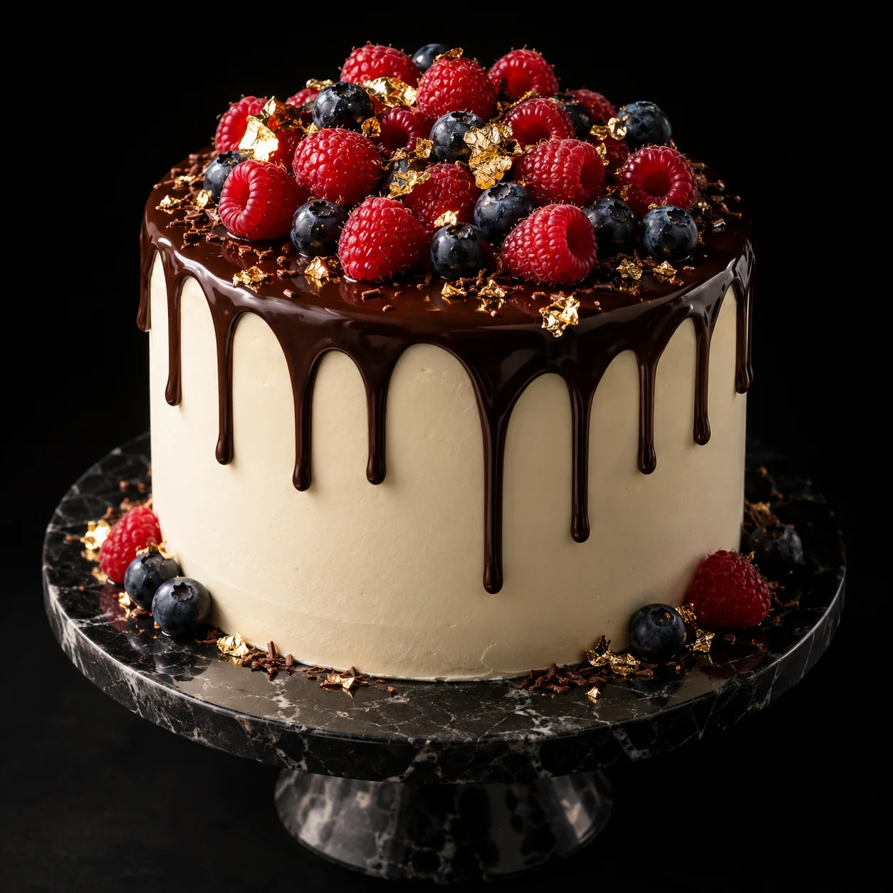 Торт Gebi Cakes с ягодами и золотом